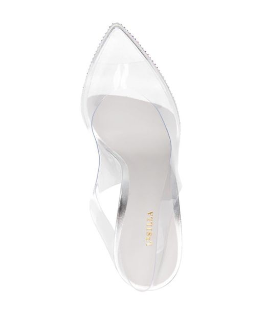 Le Silla White Uma 140mm Crystal-embellished Sandals