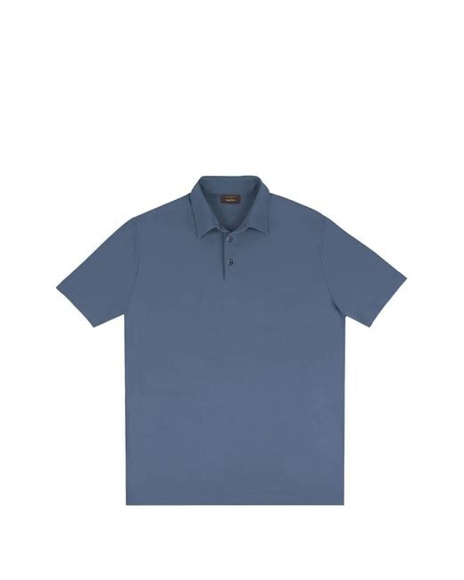 Zanone Blue Button Cotton Polo Shirt for men