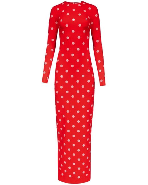 Area Red Polka-dot Long-sleeve Gown