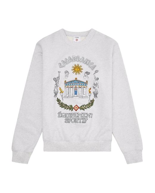 Casablanca White Le Temple Du Sport Embroidered Sweatshirt for men