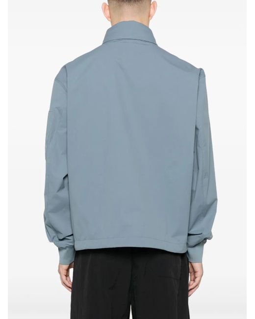 C P Company Blue High-Collar Casual Jacket With Flap Pockets for men
