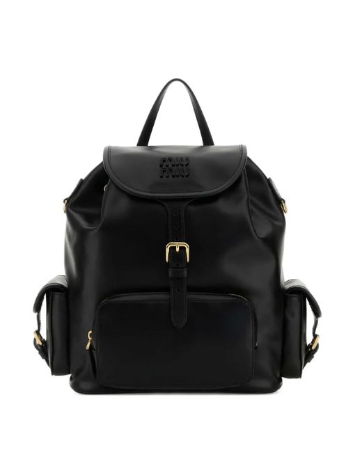 Miu Miu Black Rucksack Mit Schnallen