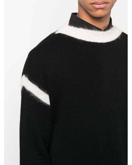 Saint Laurent Black Two-tone Wool-blend Sweater for men