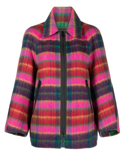 Veste boutonnée en laine feutrée à carreaux Sofie D'Hoore en coloris Pink