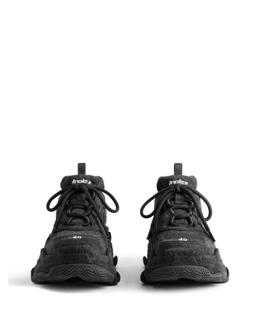 Balenciaga Triple S Denim Sneakers in het Black voor heren