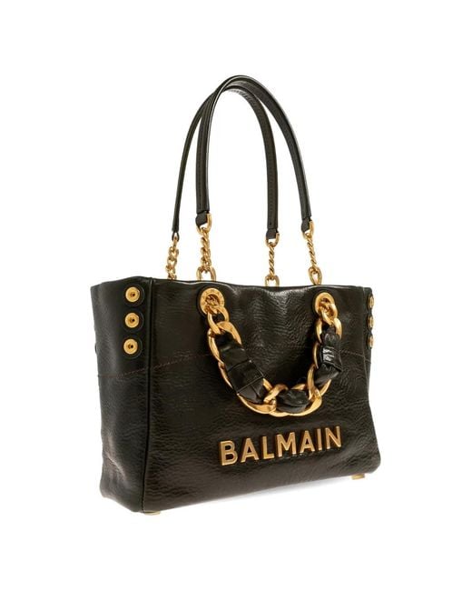 Balmain Black Smalll 1945 Soft Chain-Link Tote Bag