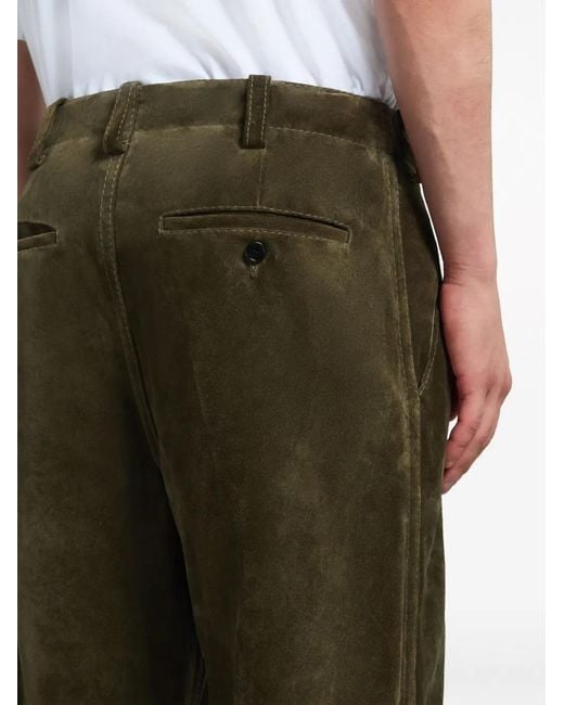 Marni Green Wide-Leg Leather Trousers for men