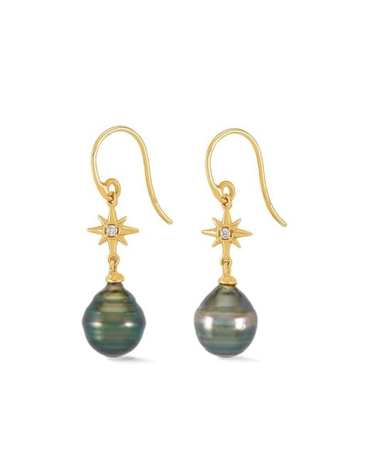 Dower & Hall 14Kt Geelgouden Nord Star Oorbel Met Diamant in het White