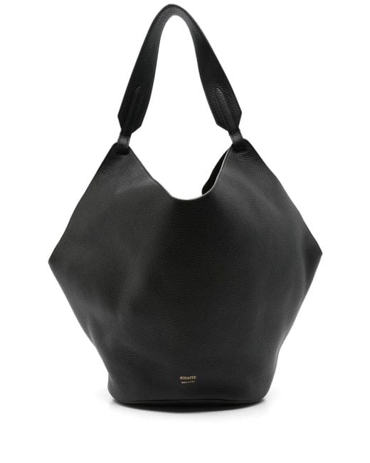 Khaite Black Medium Lotus Leather Tote Bag
