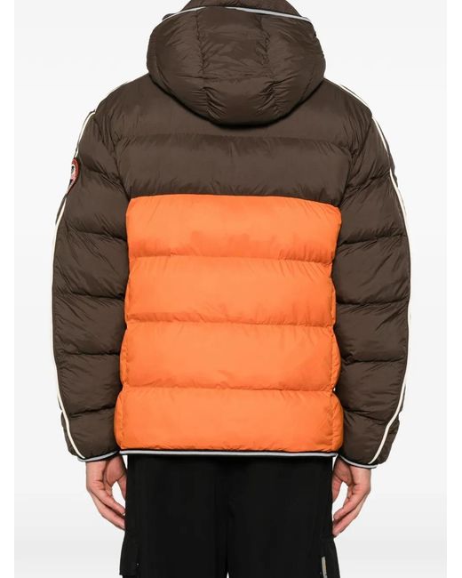 Napapijri Orange Logo-Patch Puffer Jacket for men