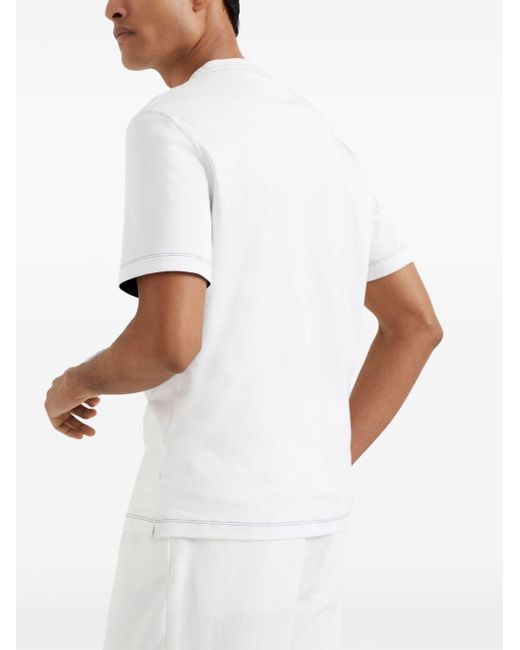 Camiseta con costuras en contraste Brunello Cucinelli de hombre de color White