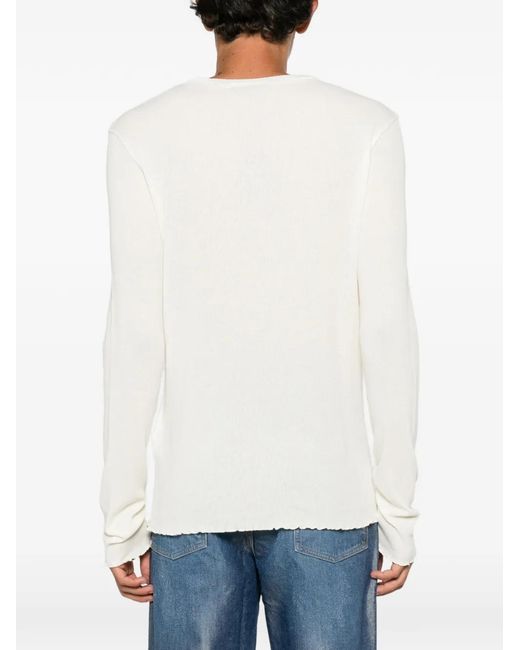Our Legacy White Ripple-Rib Elongated Long-Sleeve T-Shirt for men