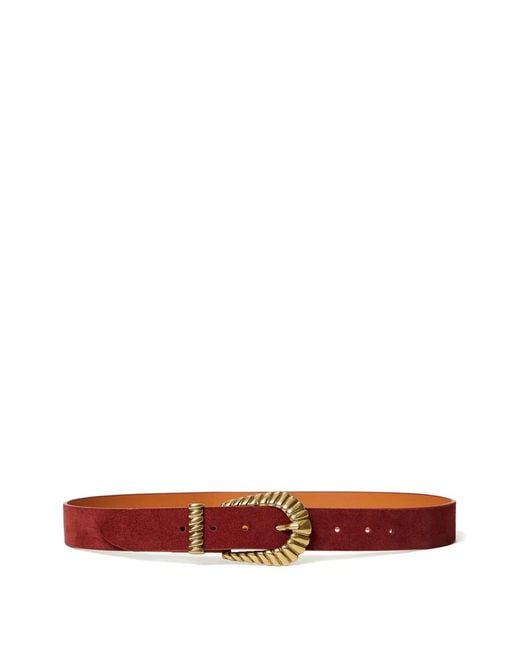 Twinset White Engraved-Buckle Suede Belt