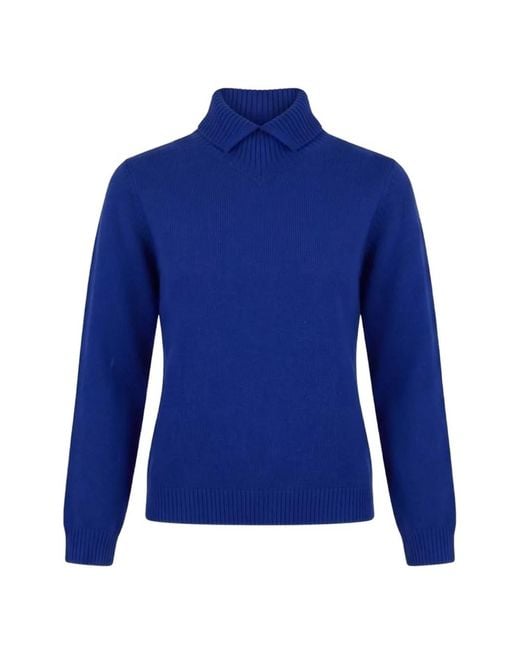 Jil Sander Blue Ribbed-Collar Sweater