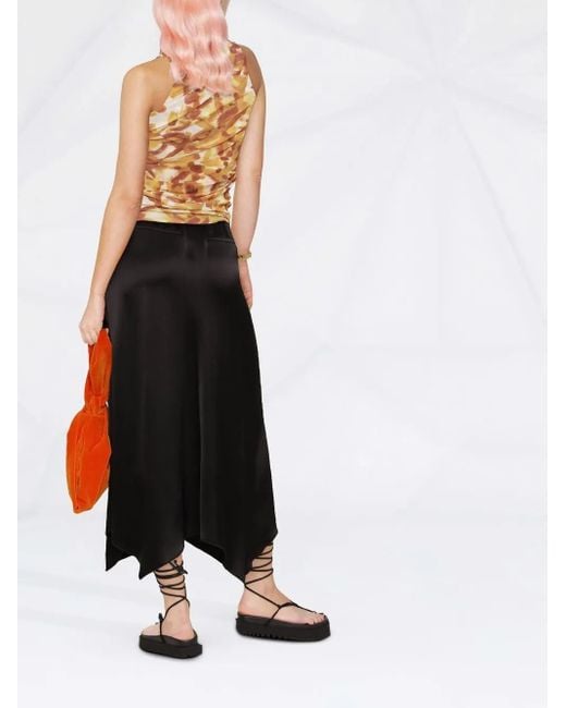 Jupe Mi-Longue À Ourlet Asymétrique Nanushka en coloris Black