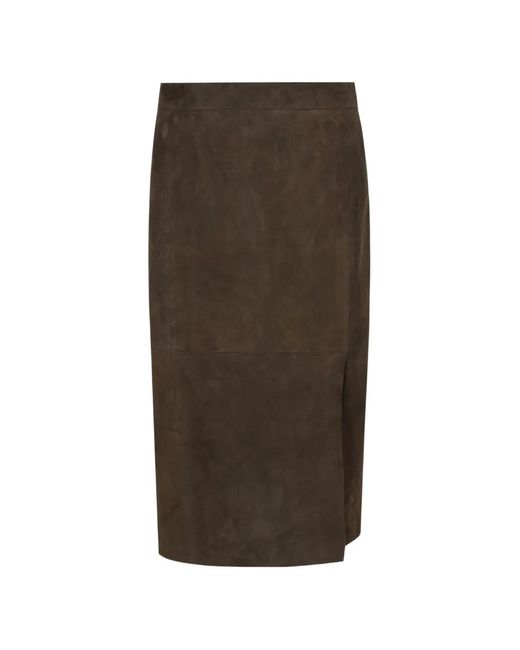 Enes Brown Suede Skirt