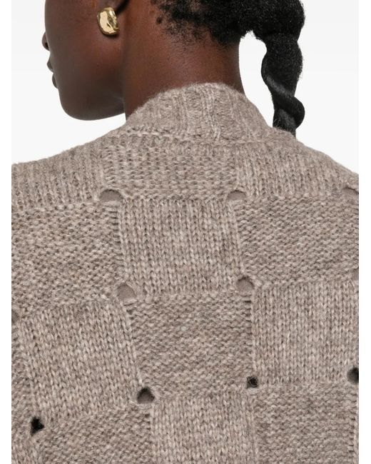ELY ELY Gray Check-Knit Cardigan