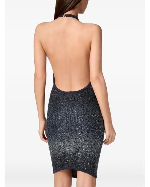 Philipp Plein Blue Sequin-Embellished Mini Dress