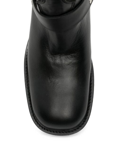 GISEL B Black Harness-Detail Leather Boots