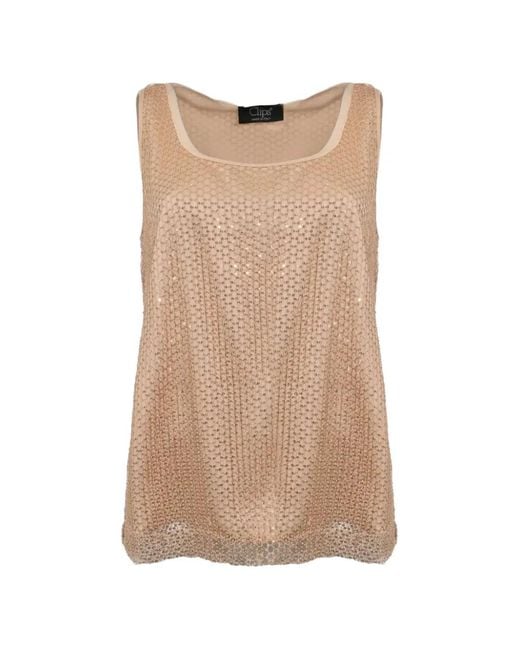 Clips Natural Sequin-Embellished Sleeveless Tank Top