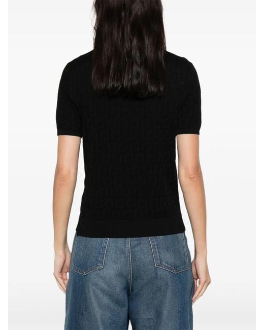 Top Con Motivo De Manga Corta Fendi de color Black