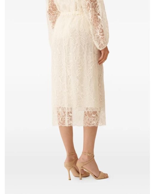 Fabiana Filippi White Floral Lace Skirt