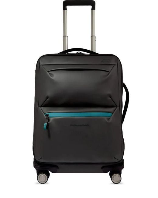 Piquadro Black Four-Wheel Cabin Suitcase