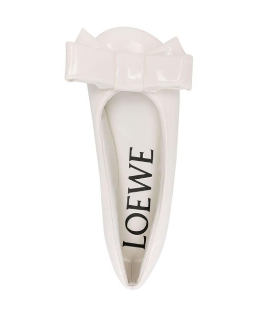 Loewe White Puffy Bow-detail Ballerina Shoes