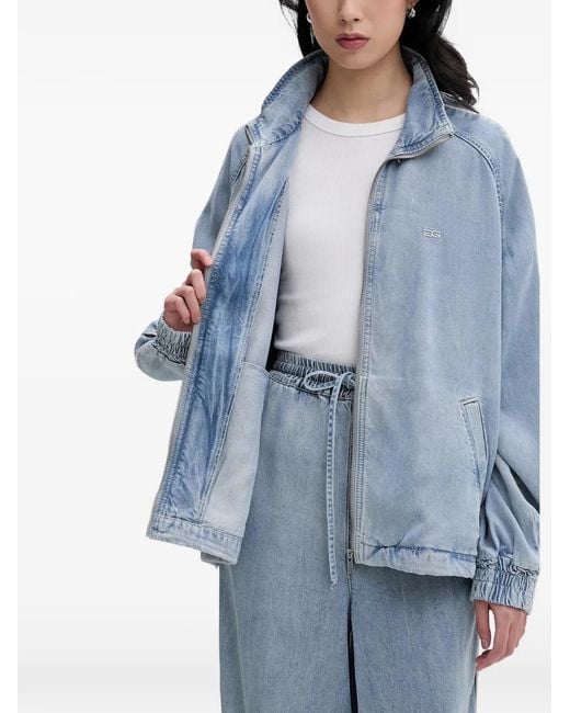 Gestuz Blue Gzsea Logo-Embroidered Side-Stripe Jacket