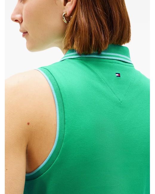 Tommy Hilfiger Green Polo En Coton À Design Sans Manches (1985)