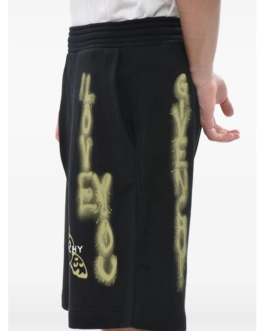 Givenchy Black Logo-Print Shorts for men