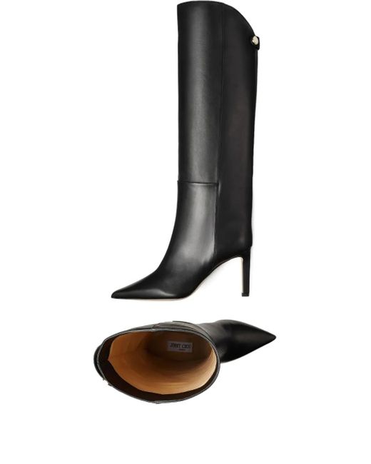 Jimmy Choo 85mm Alizze Knee-high Pointed-toe Boots Black