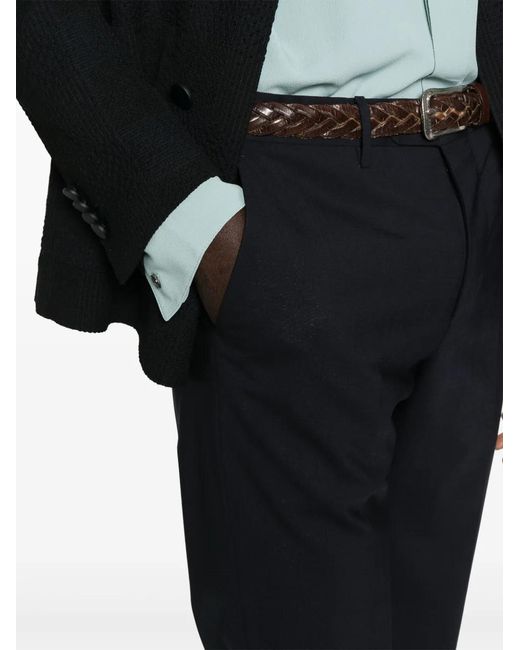 PT Torino Blue Slim-Fit Cropped Trousers for men