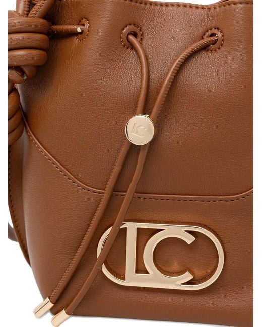 Lola Casademunt Brown Knot-Detail Logo-Plaque Bucket Bag