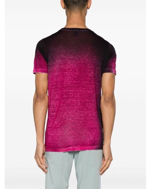 Avant Toi Pink Ombré-effect Linen T-shirt for men
