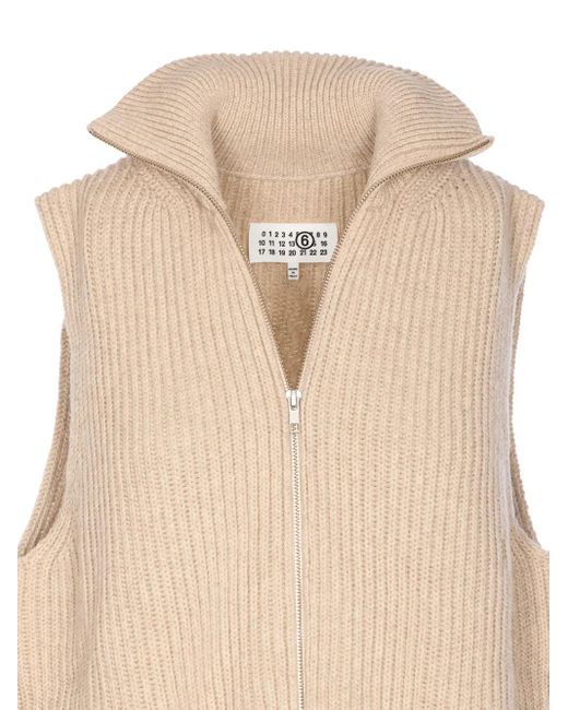 MM6 by Maison Martin Margiela Natural High-Neck Zip-Front Top