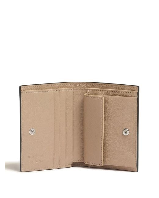 Marni Green Leather Bifold Wallet With Mending-Embroidery for men