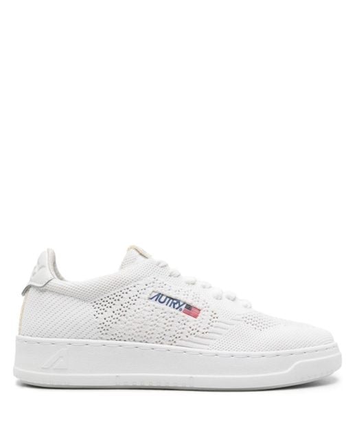 Autry White Medalist Knitted Sneakers