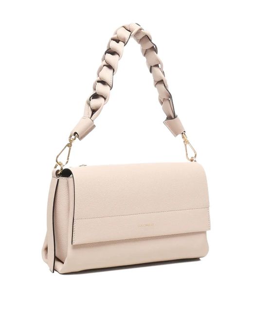 Coccinelle Natural Braided-Handle Leather Shoulder Bag