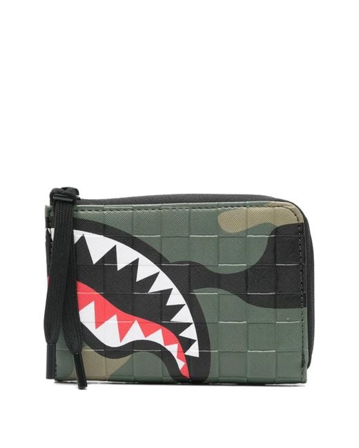 Sprayground Green Camouflage Shark Wallet for men