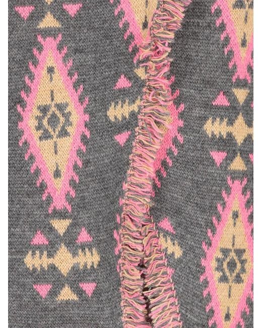 COLOUR MARKET® Pink Geometric-Pattern Fringed Maxi Skirt