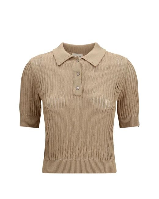 Jacob Cohen Natural Ribbed Button Polo Shirt