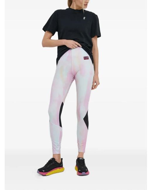 EA7 White Logo-Detail Leggings