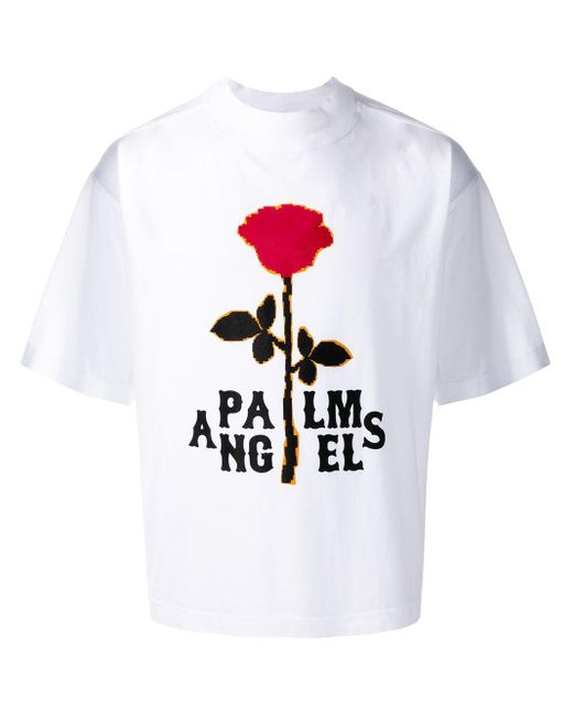 Palm Angels T-Shirt mit Rosen-Print in White für Herren