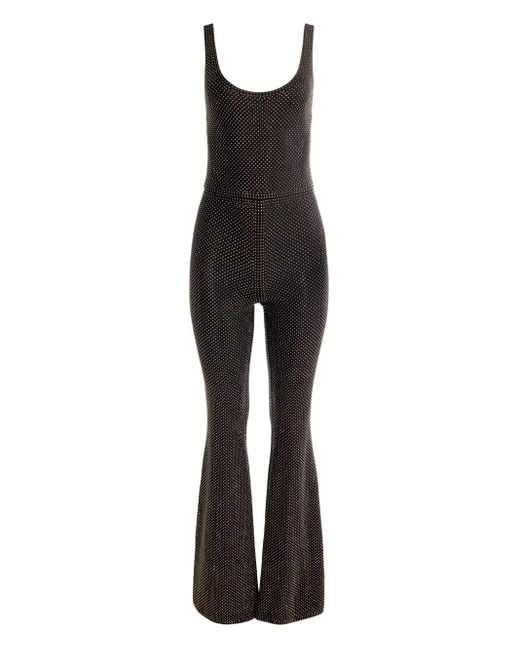 Alice + Olivia Black Verzierter Teresa Jumpsuit mit ausgestelltem Saum