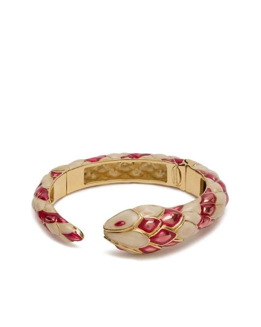 Roberto Cavalli Pink Snake-Design Cuff Bracelet