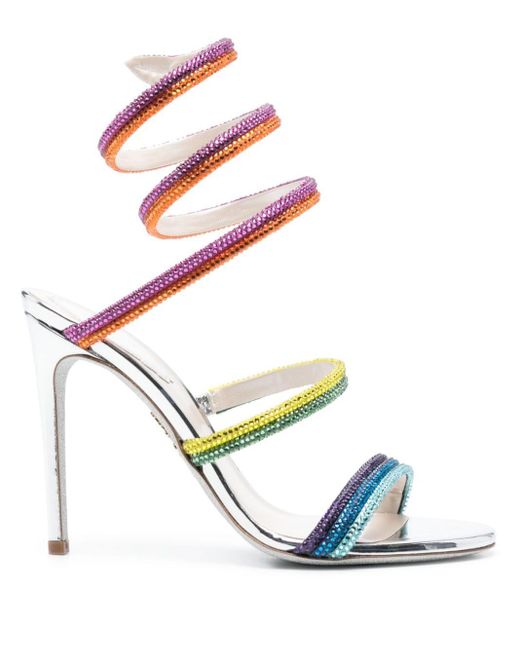 Rene Caovilla Pink Multicolour Rainbow 105 Crystal-embellished Sandals
