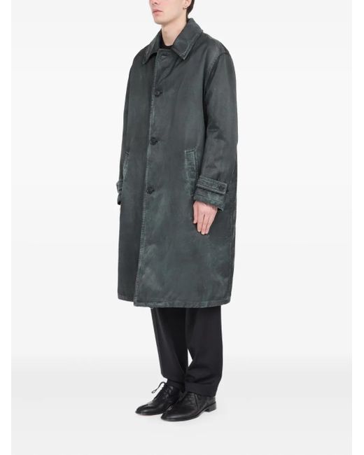 MM6 by Maison Martin Margiela Gray Waxed Button-Up Coat for men