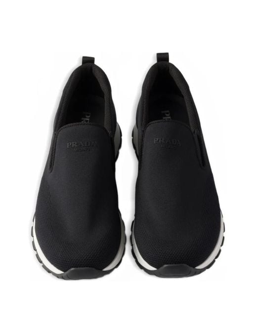 Baskets À Détail De Logo Prada pour homme en coloris Black
