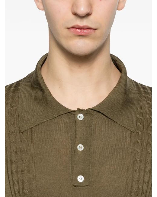 Kiton Green Polo Boutonné À Poche Poitrine for men
